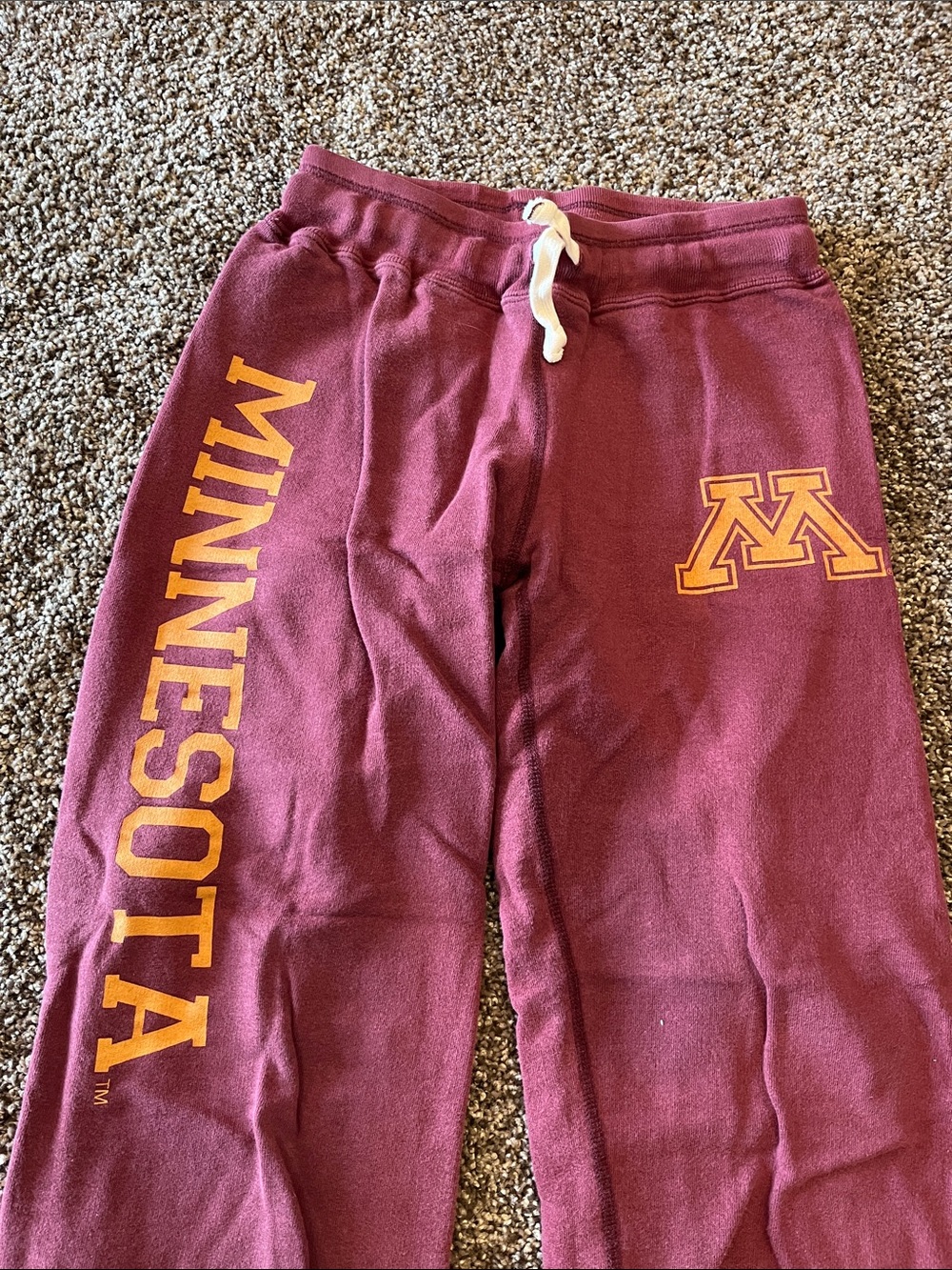 University of Minnesota Maroon Kids Sweatpants with Gold Logo